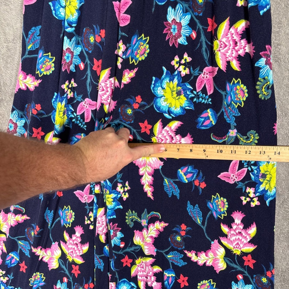 Anthropologie Zadie Sleep Pants Floral Wide Leg Navy Pink High Rise Stretch S - Picture 13 of 16